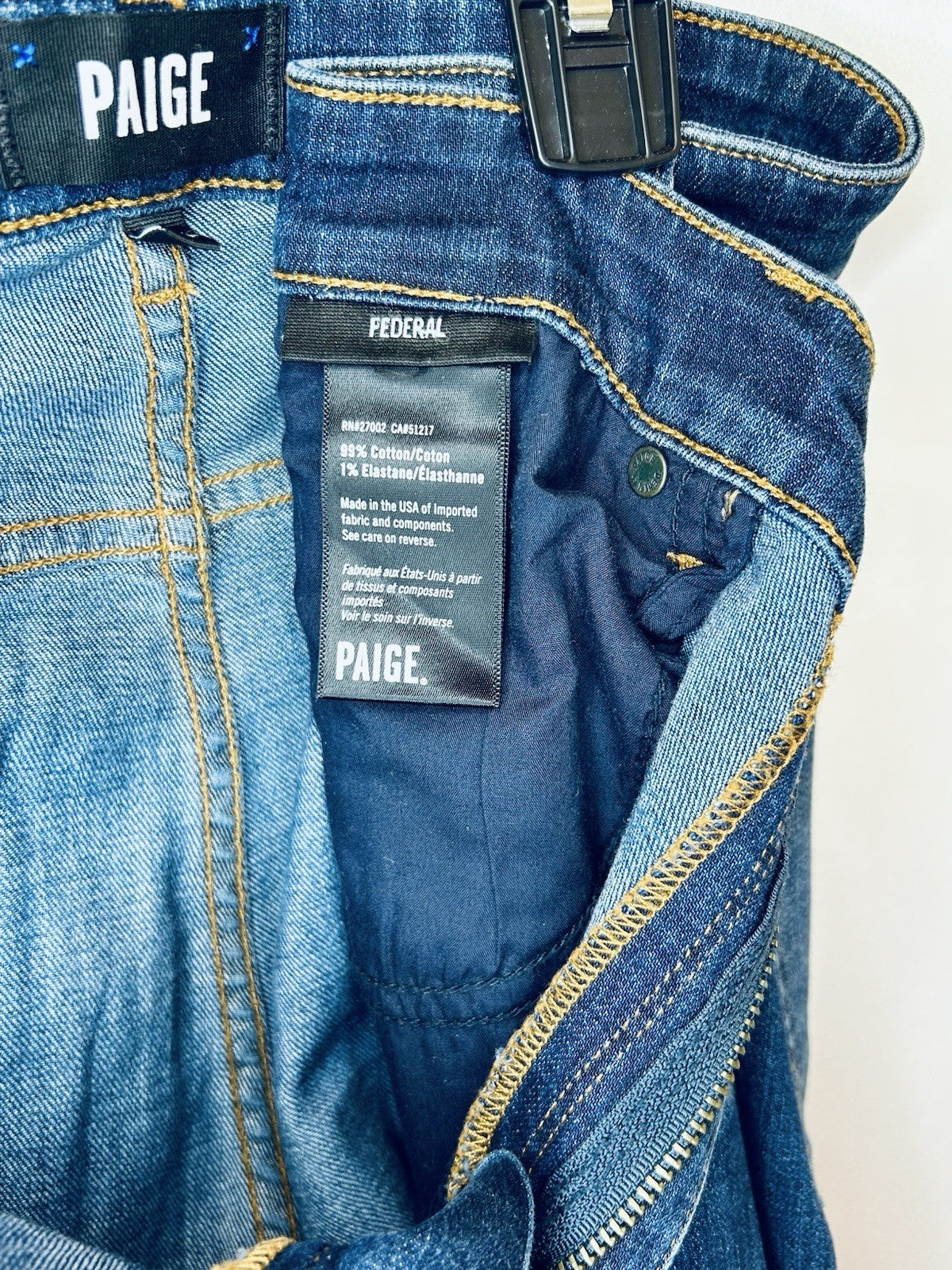 Paige Federal Jeans Men’s Size 36 Blue Straight Leg Denim Dark Wash / $219 New