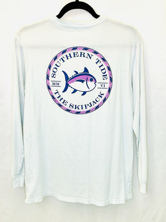 SOUTHERN TIDE L/S ORIGINAL MEDALLION SKIPJACK TEE - WHITE- WOMEN’S MEDIUM