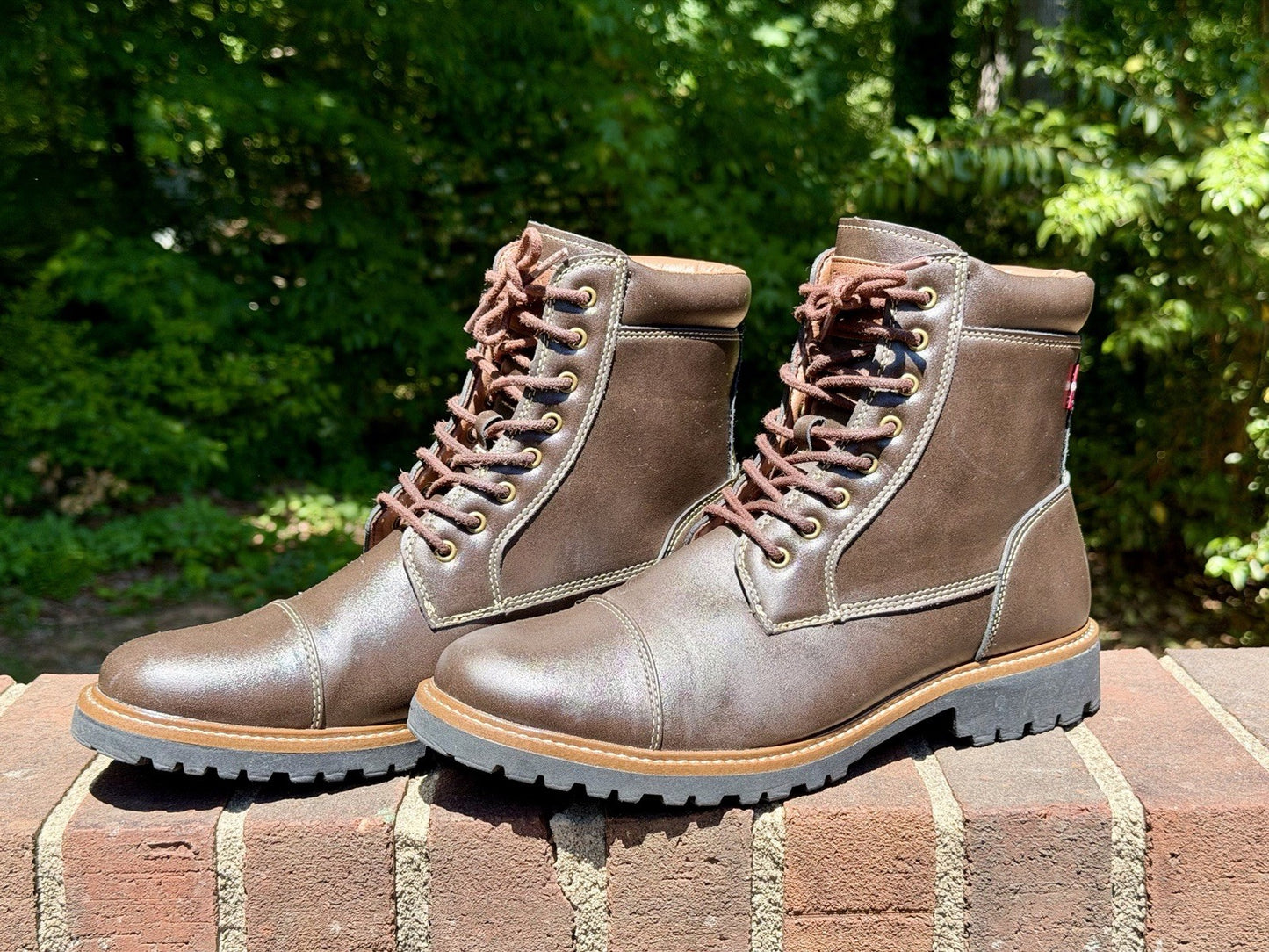 Levi's Mens Wyatt Brown Vegan Leather Lace Up Rugged Casual Boots Size 10 NEW
