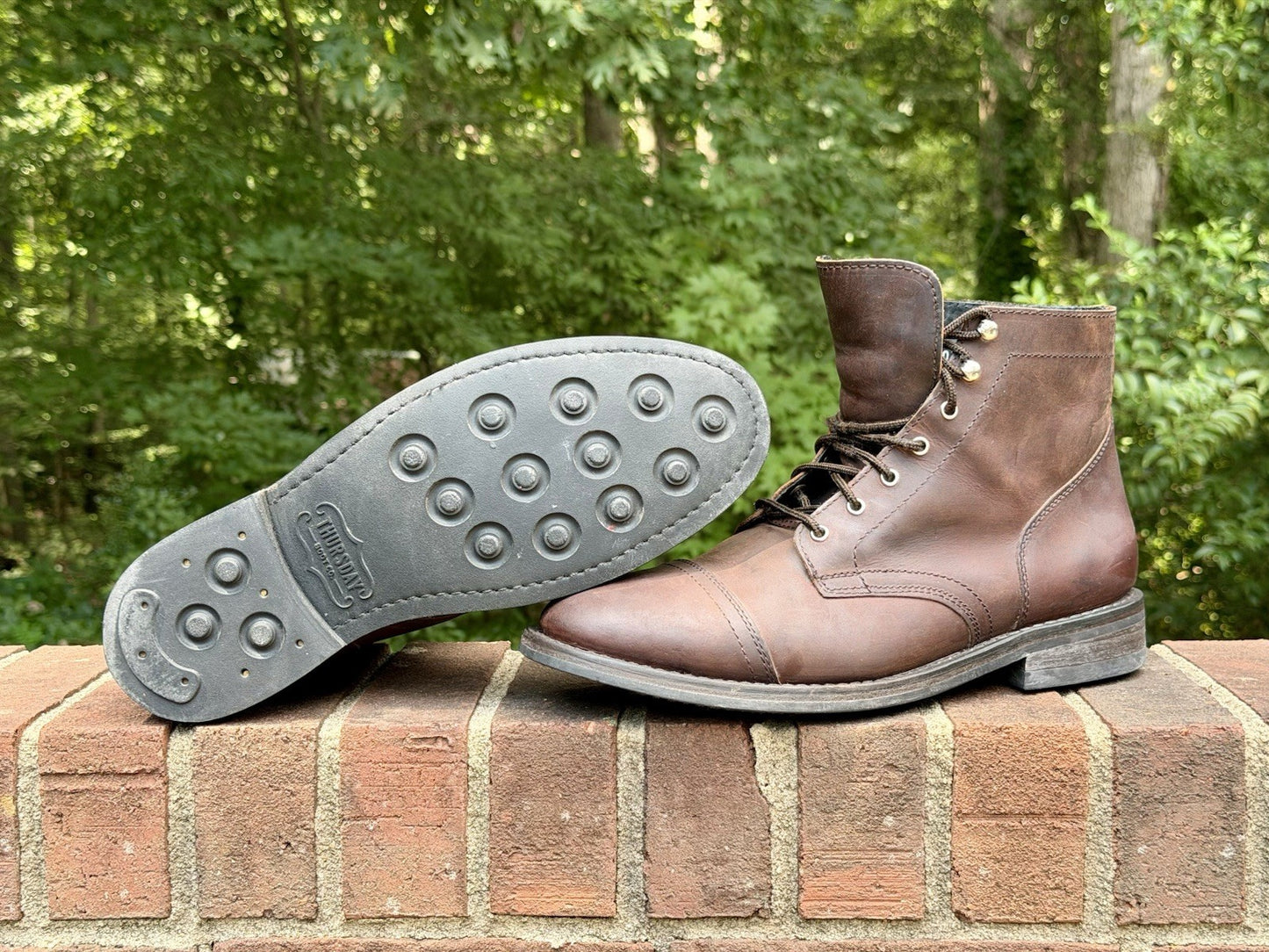 Thursday Boots Captain Men's Size 11 Wide Brown Leather Cap Toe Lace Up