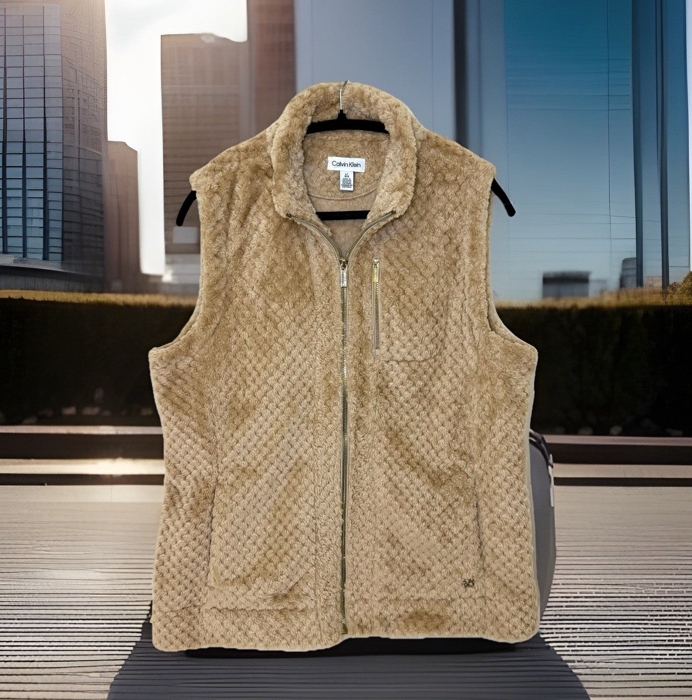 Calvin Klein Women's Faux Fur Vest Brown Size Medium (Worn Once!!!)
