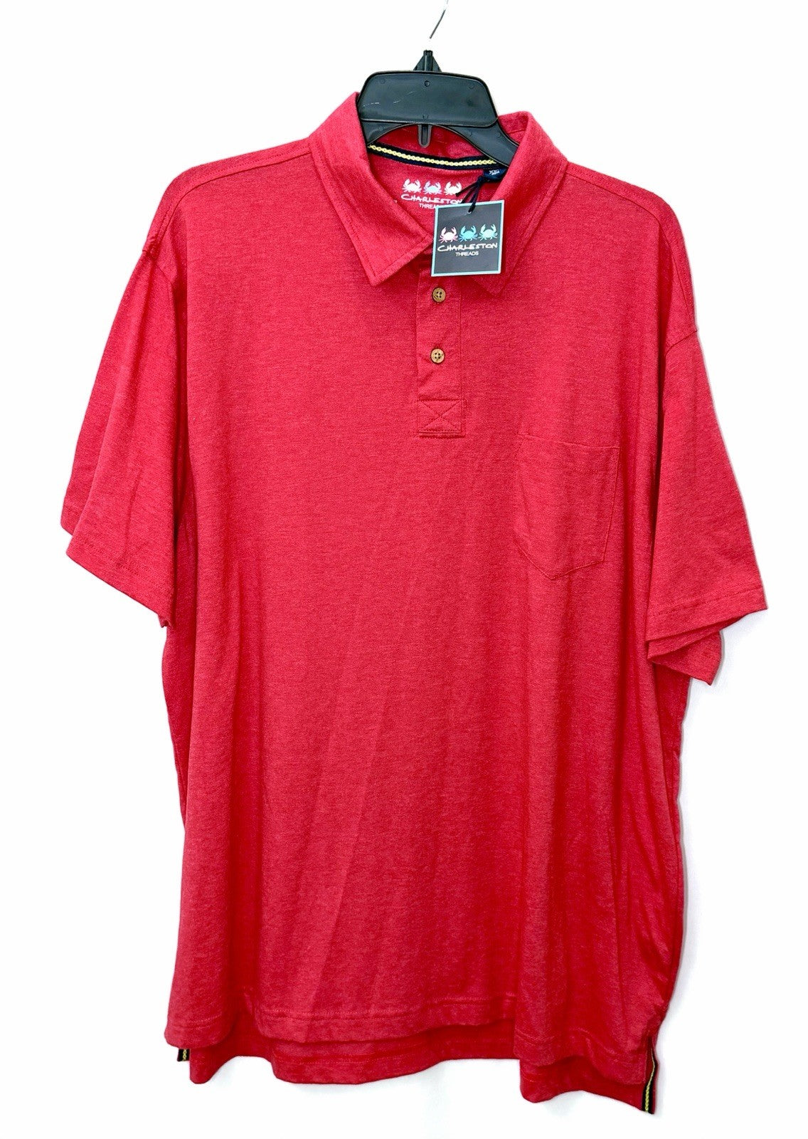 Charleston Threads Men Polo Shirt Size XXL 2XL Pink Coral Heathered NWT Pocket