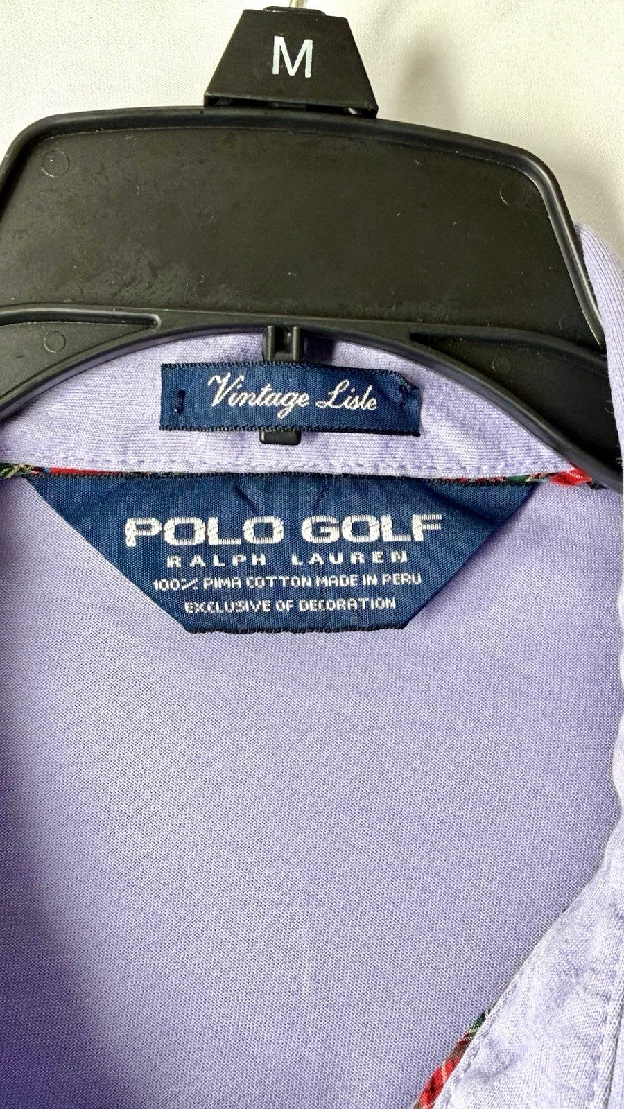 Polo Golf Ralph Lauren Lilac Polo Shirt Peru Pima Cotton Men’s Large