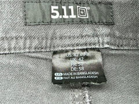 5.11 Tactical Mens Pants 42x30 Gray Canvas Utility Cargo Workwear Outdoor