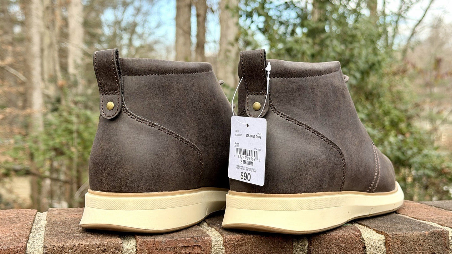 St. John's Bay Brown Leather Chukka Ankle Boots Men's 12 M New W/ Tag-$90 Retail