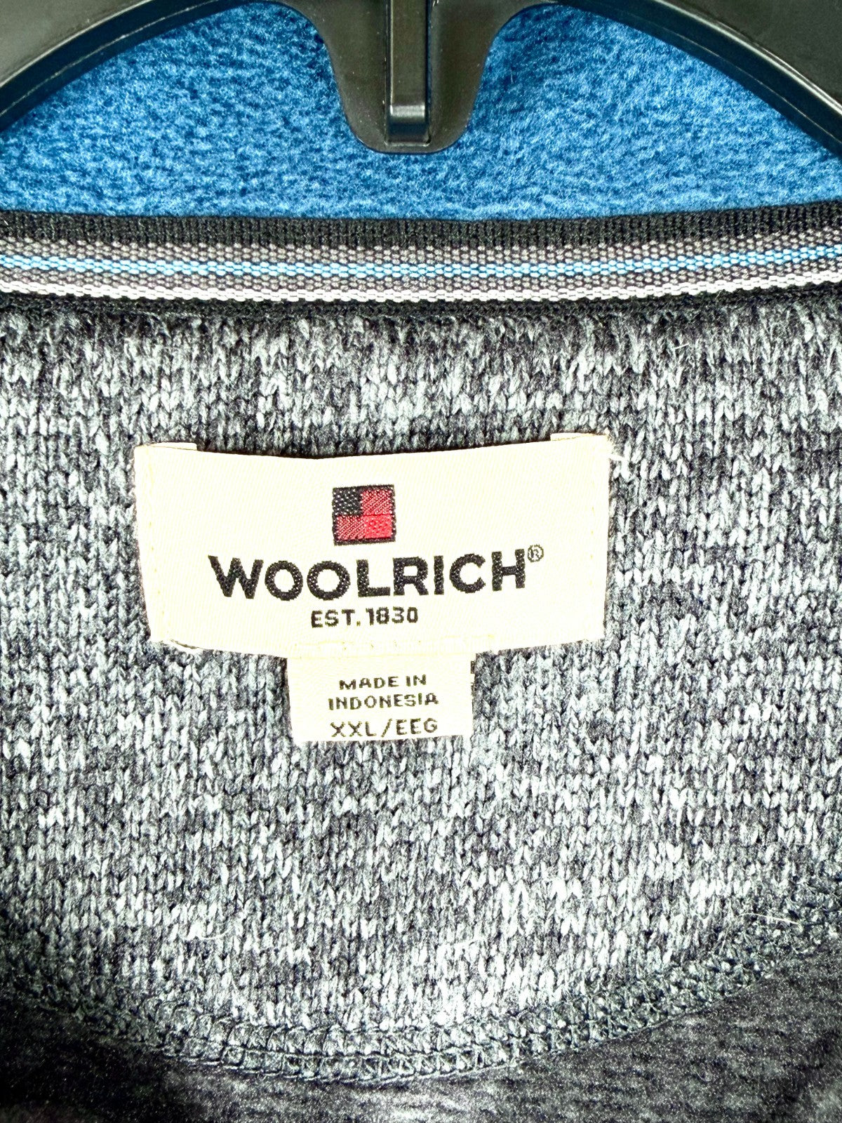 Woolrich Sweater Mens XXL Gray Fleece Quarter Zip Pullover Chest Pocket HMQ00235