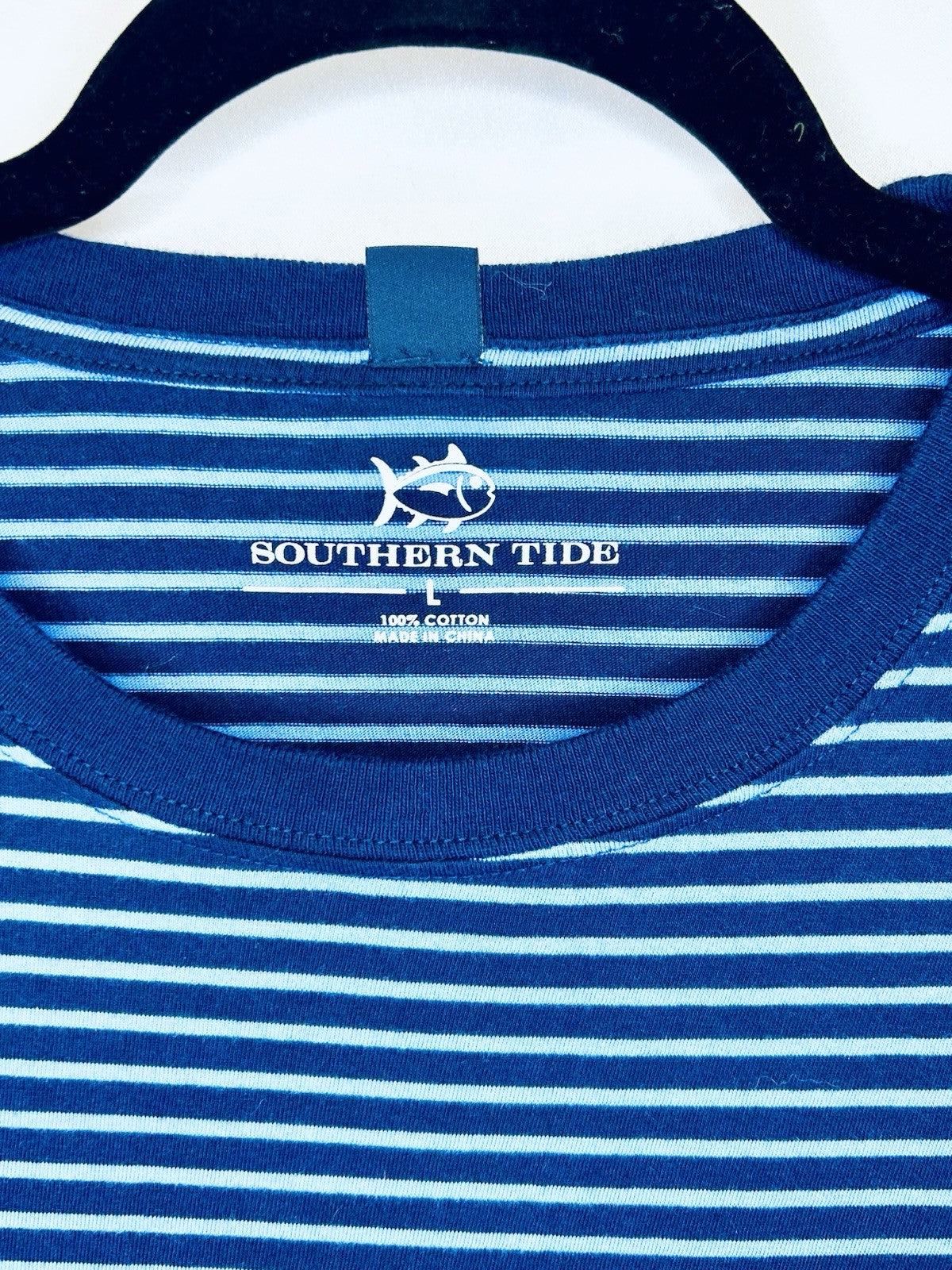 Southern Tide Men’s Stripe Skipjack S/S Tee True Navy Size Large MSRP $44.00