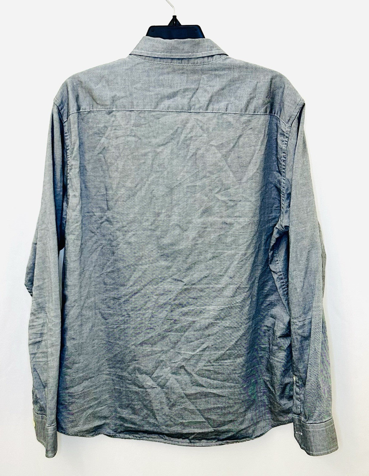 BANANA REPUBLIC Mens Grey Untucked Fit Oxford Shirt Stretch Size L Large