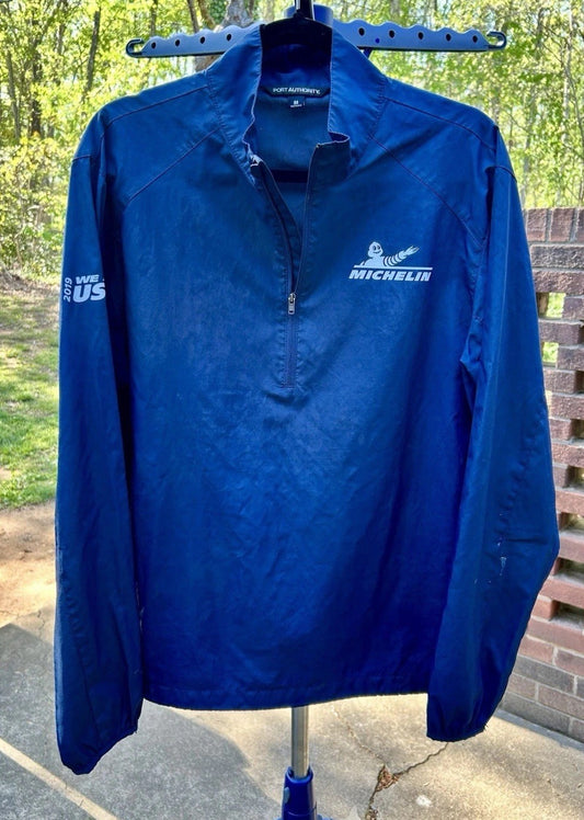 Port Authority/Michelin Tires Navy Track Windbreaker Pullover Men’s Medium