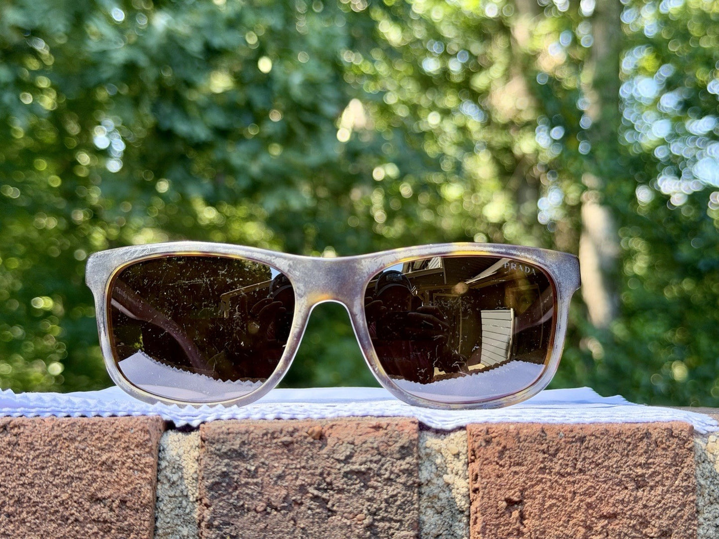 Prada SPR 15R HAQ-4J1 Sunglasses Tortoise Gray Plaque Square 60 18 140 Men Women