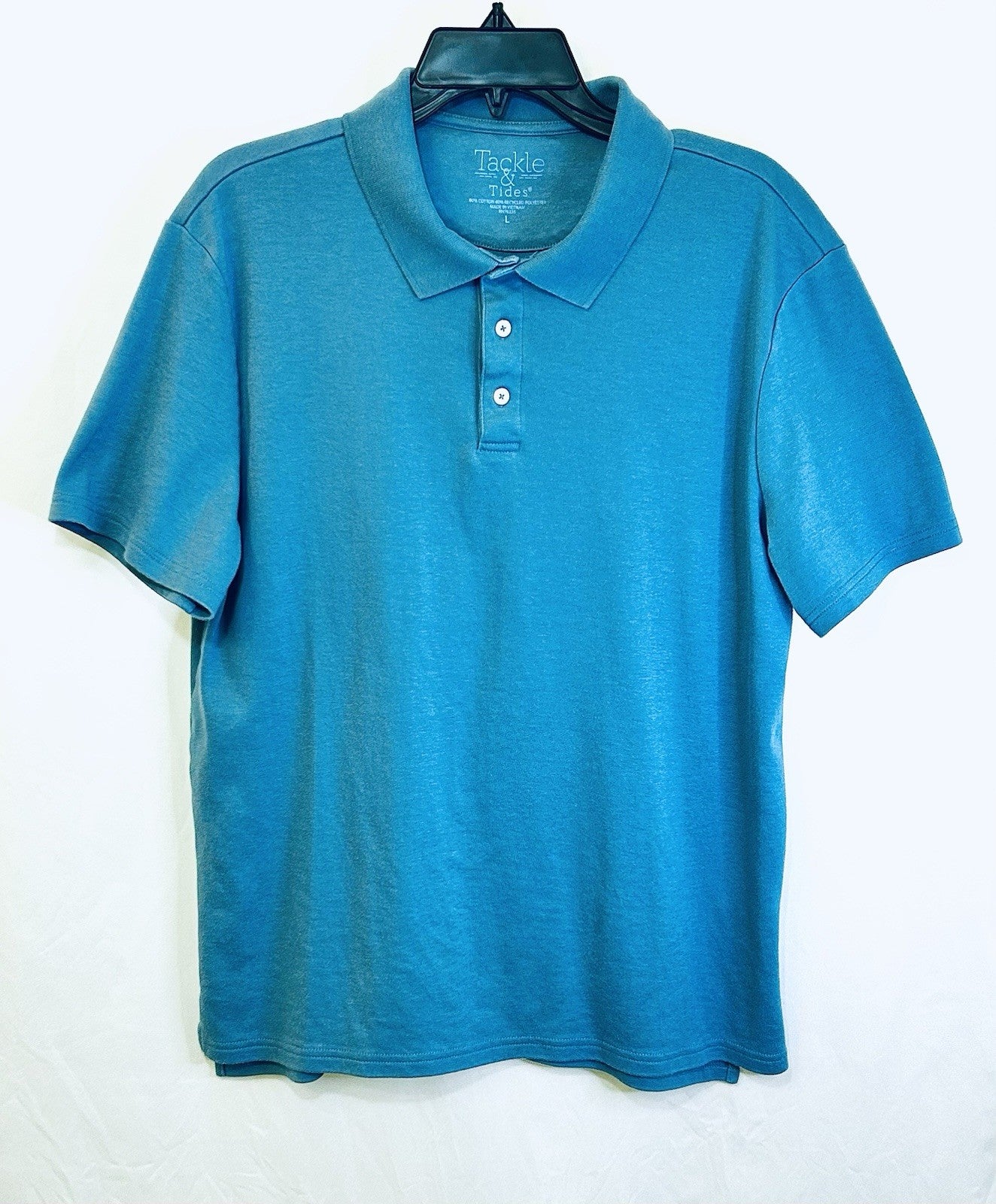 TACKLE & TIDES Mens Ribbed Collar S/S Polo Shirt / Royal Blue / Men’s Large
