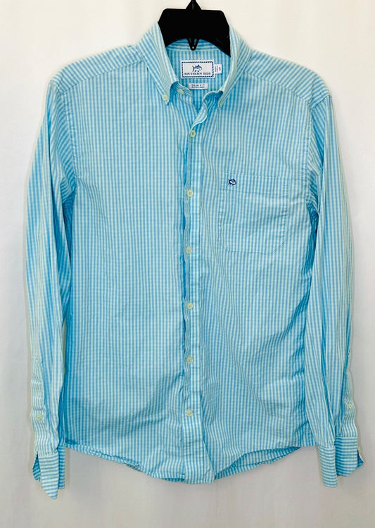 Southern Tide Camana Bay Gingham Sport Shirt - Offshore Green Mens S Stretch