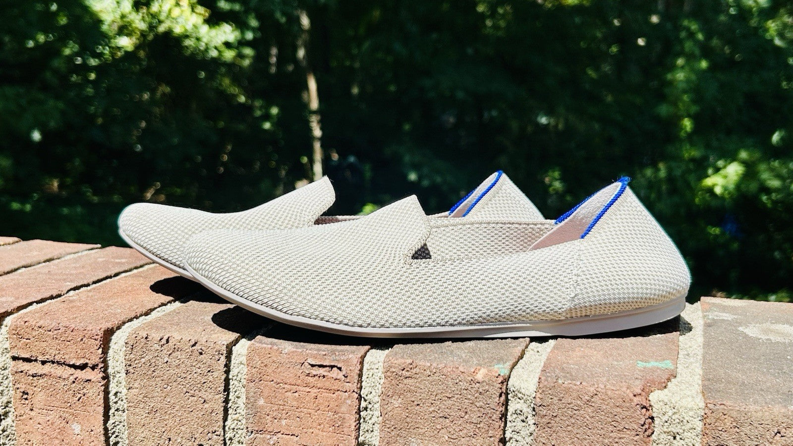 Rothy's the Loafer in Linen Double Stitch Size 9 - Brown White Slip On Shoes