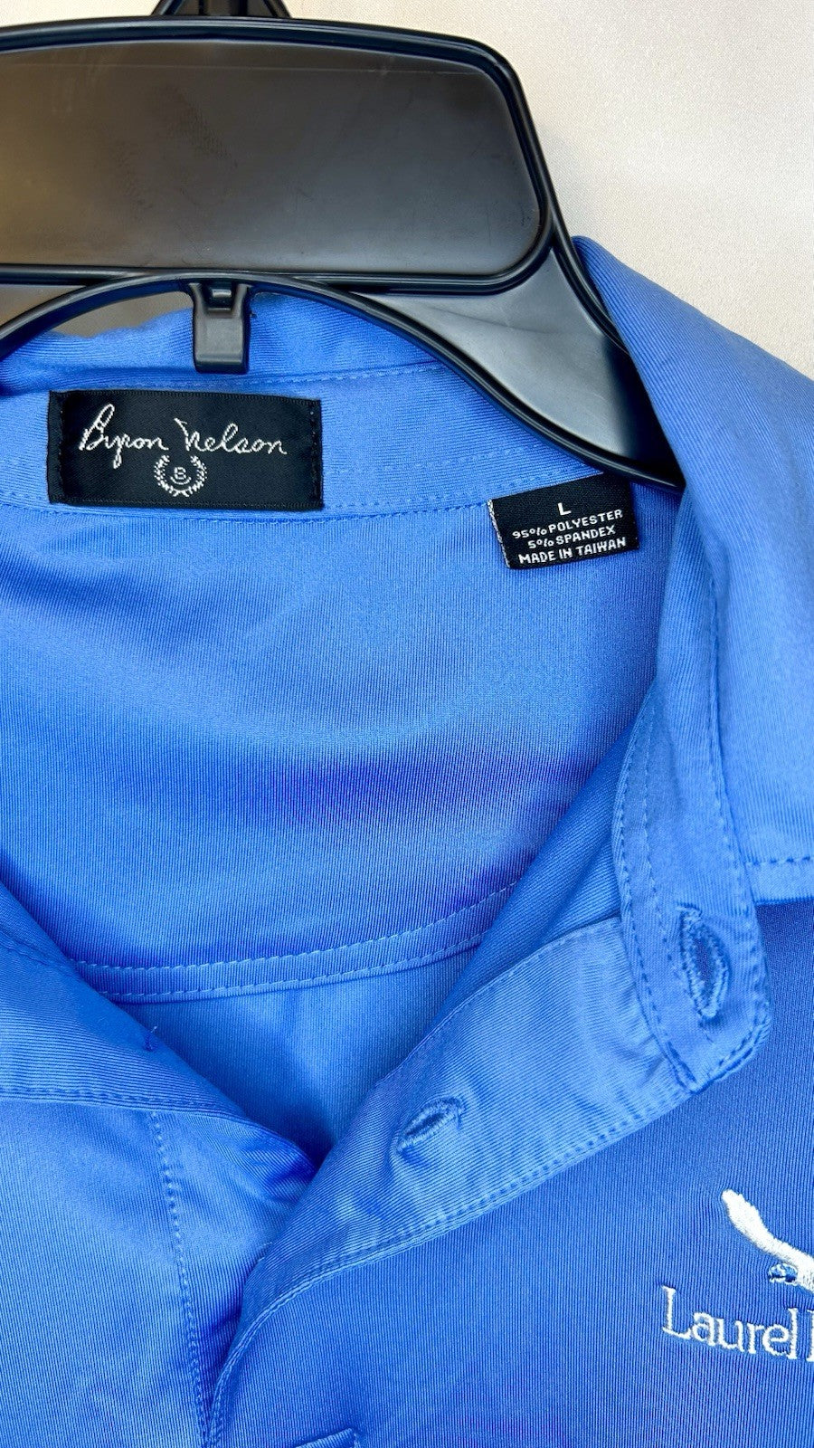 Men's Byron Nelson Basic Collared Solid Blue  Polo Shirt Size Largesl