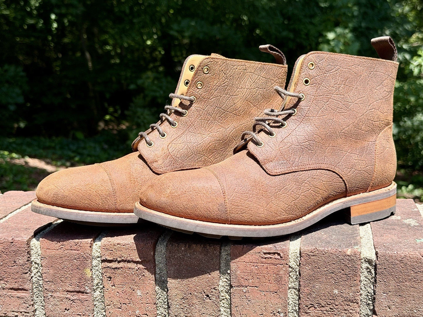 TAFT The Dragon Men Boots Size 10 Rust Brown Textured Leather Cap Toe NIB 952029