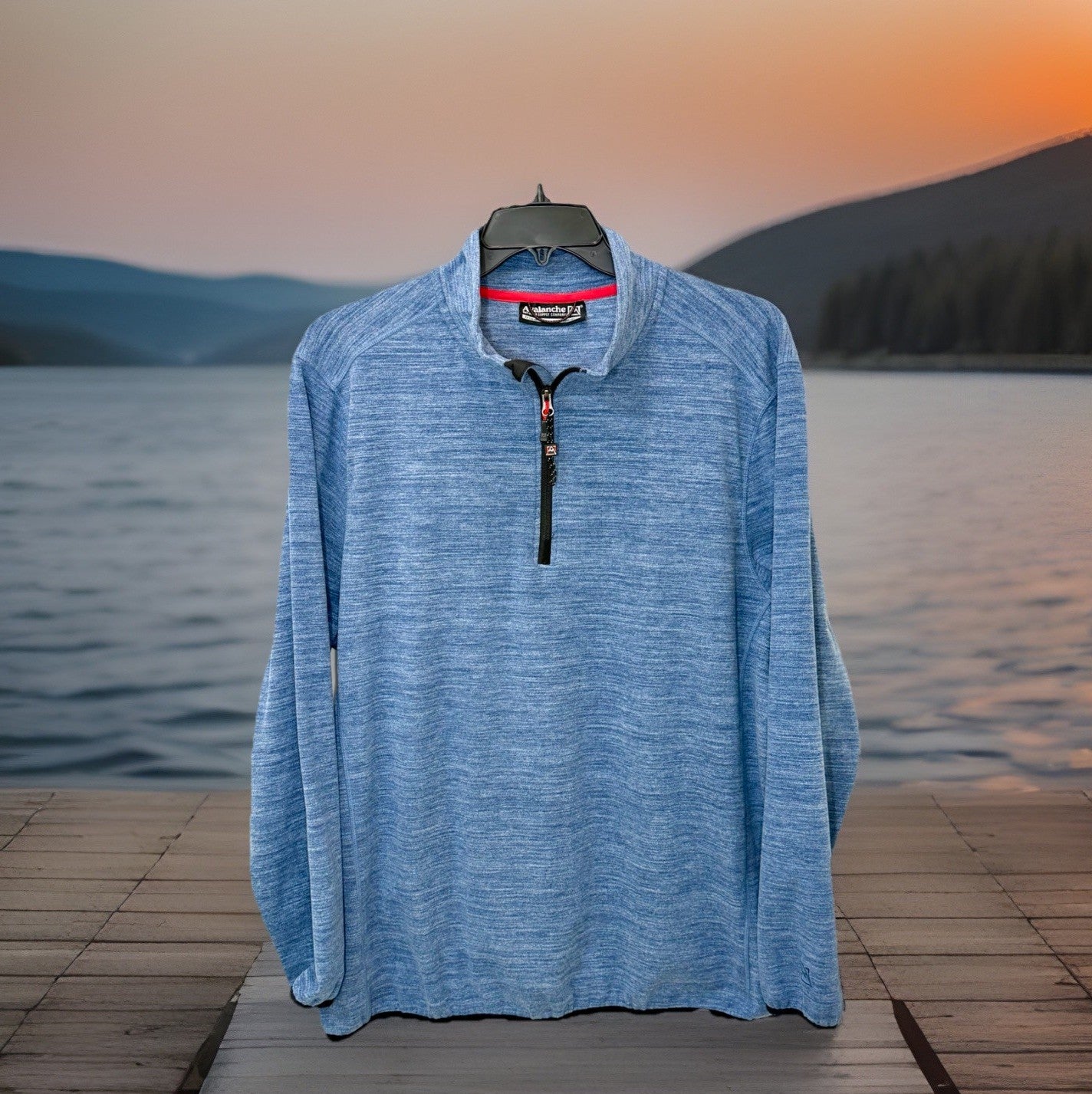 Avalanche Outdoor Supply Men's XXL 1/4 Zip Pullover Blue Heathered Fleece Jacket