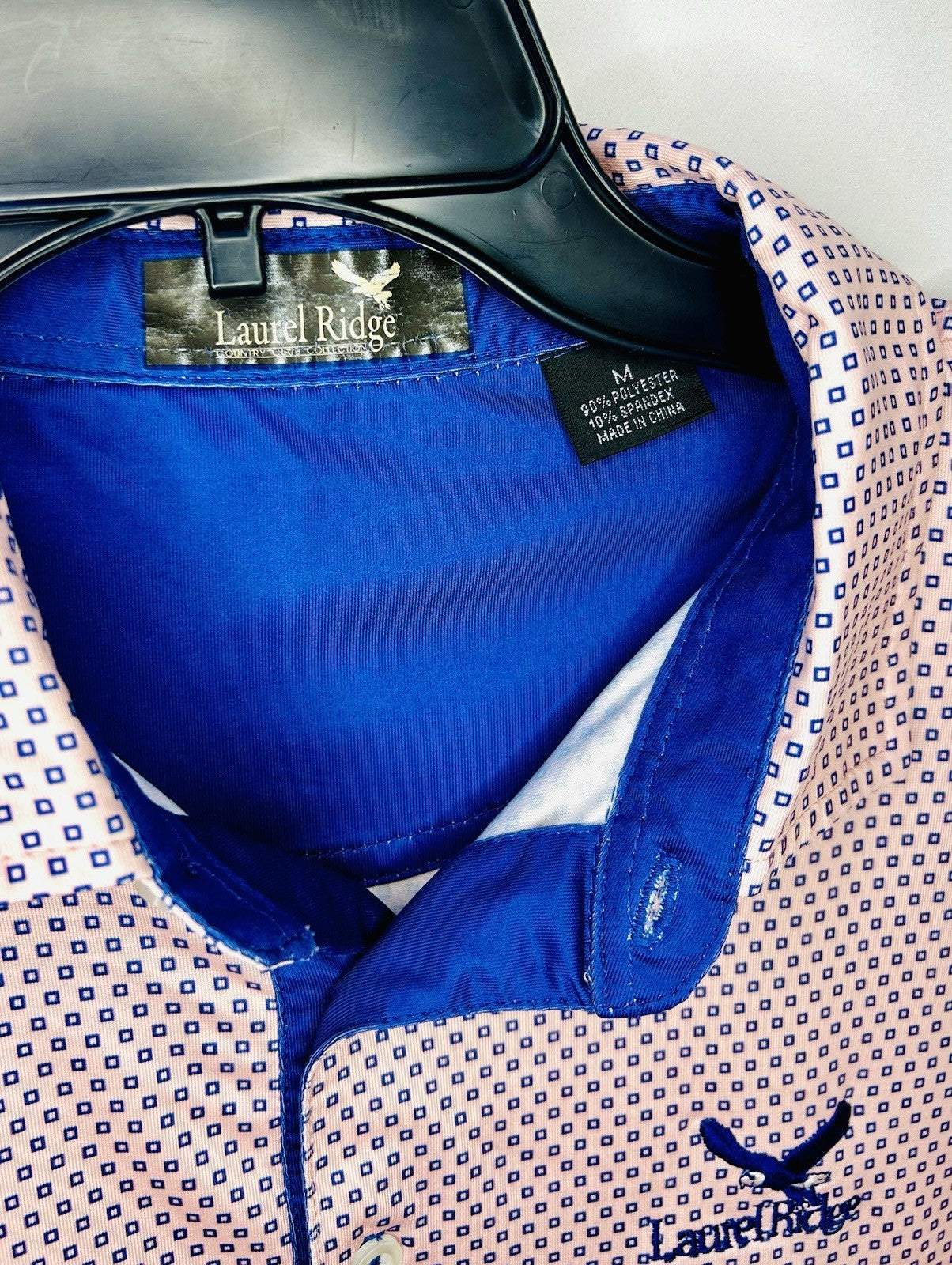 Laurel Ridge Pink/Blue Performance Golf Polo Men’s Size Medium/ Breathable