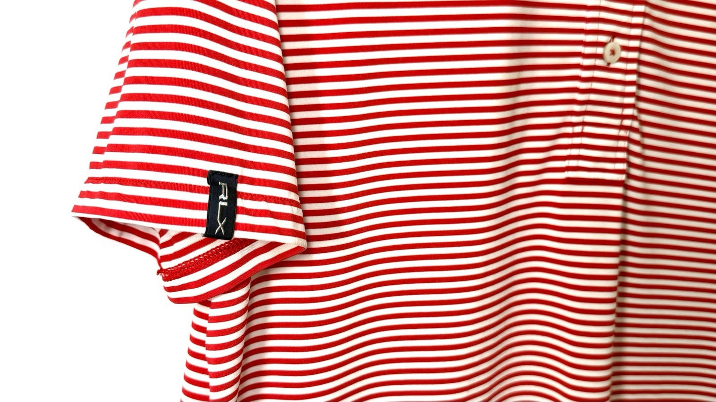 RLX Ralph Lauren Polo Shirt Mens Large Red White Blue Golf Lightweight Medium M