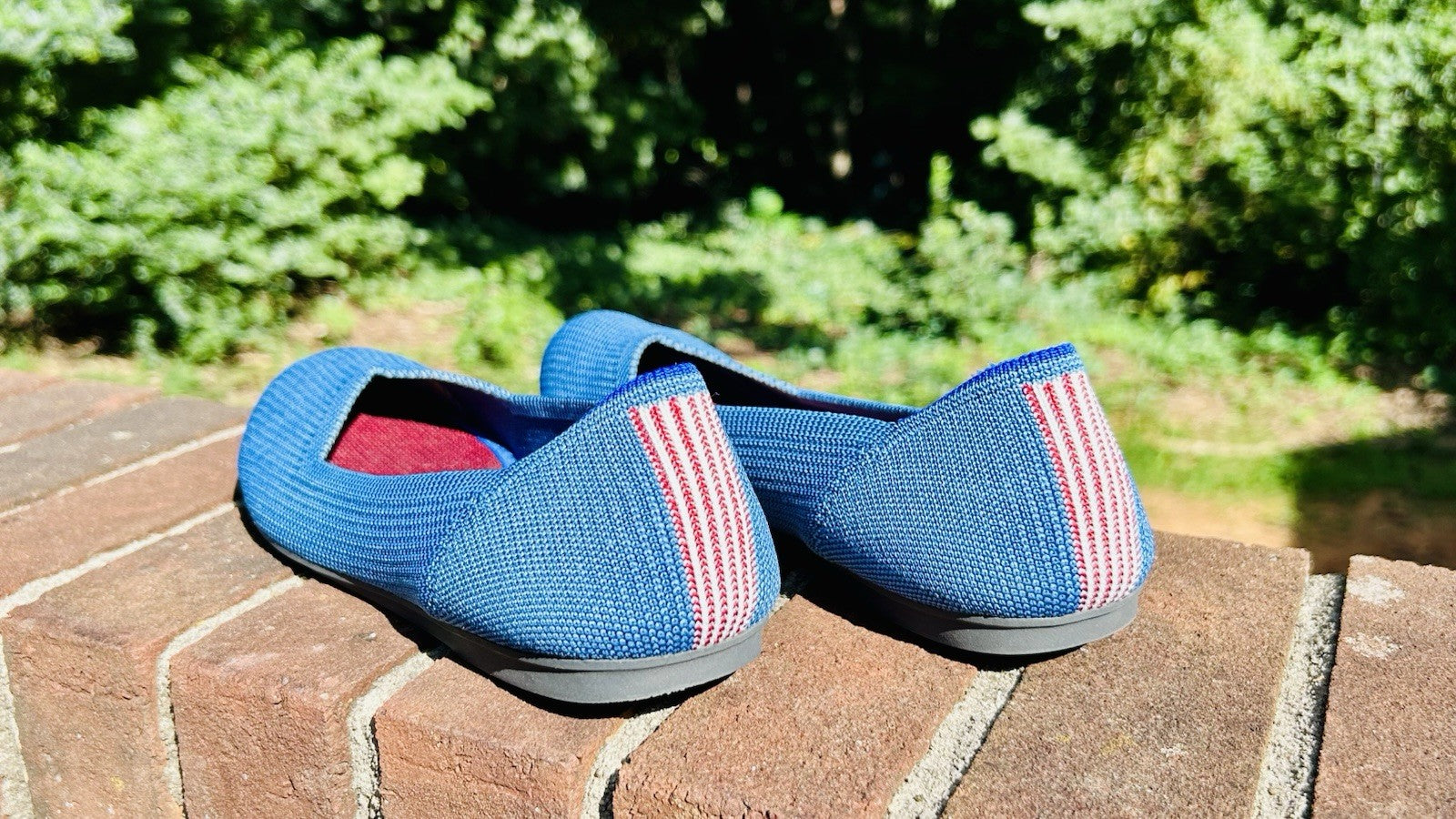 NWOT Rothy's Mini Stripe Blue Indigo Round Slip-On Flat Shoes Women's 9