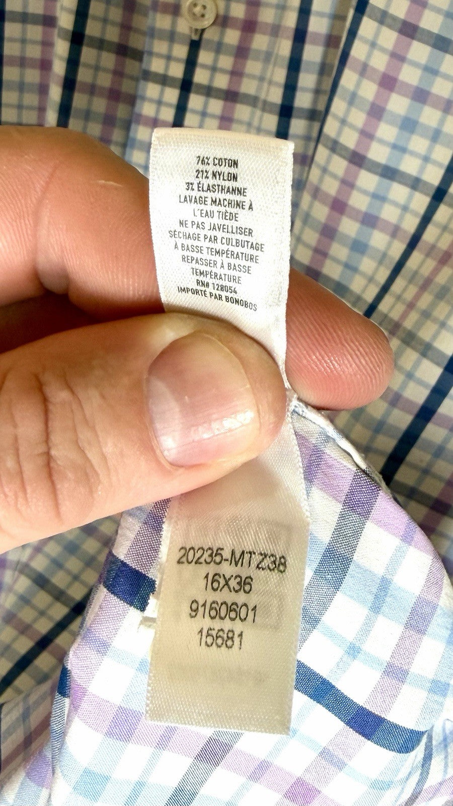Bonobos Mens Slim Fit Spandex Nylon Blend Long Sleeve Button Down Size Large