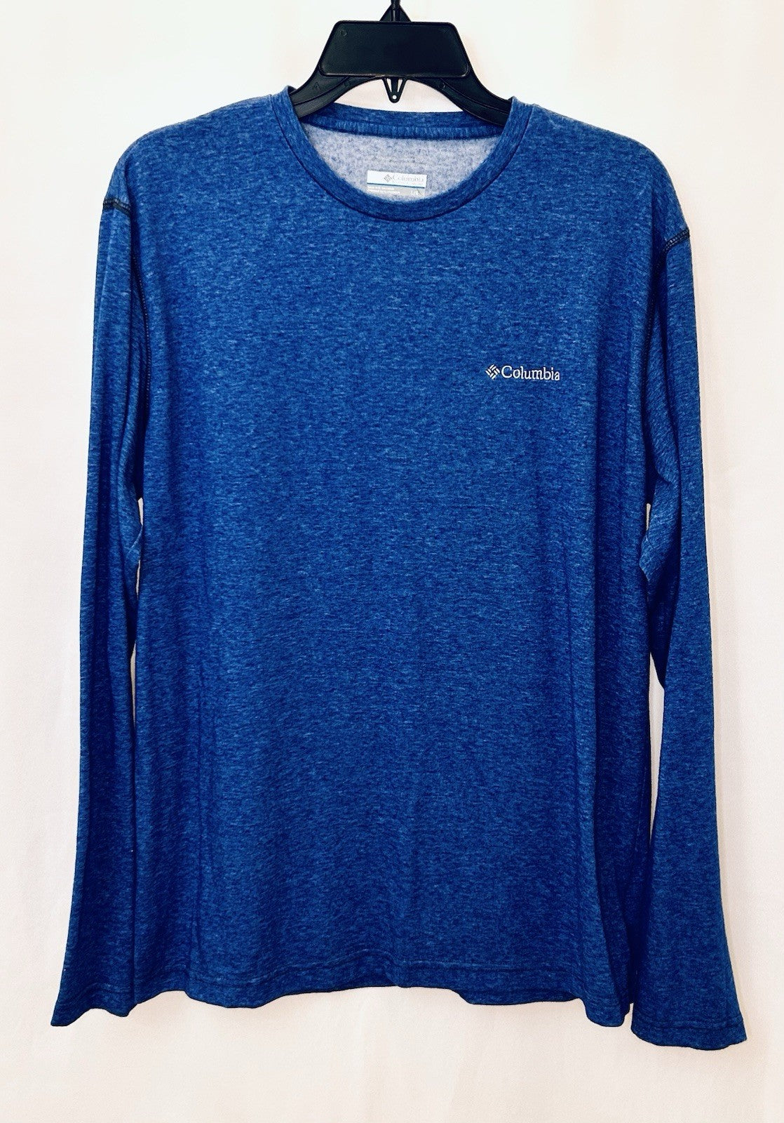 Columbia Men's Large Shirt Omni Wick Blue Long Sleeve Heat Stretch
