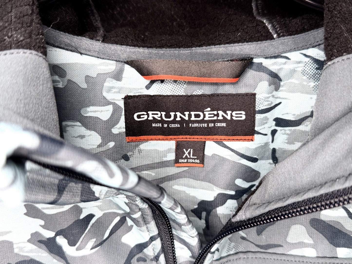 Grundéns Bulkhead Tech Fleece Jacket Mens Size XL Camo Hooded Fishing