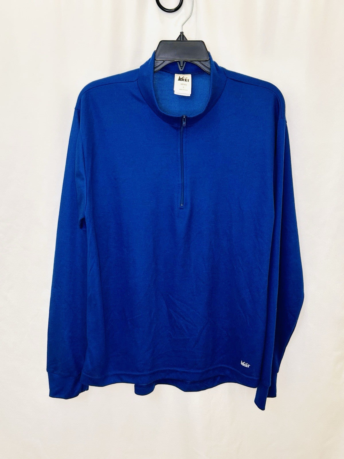 REI Co-op 1/4 Zip Pullover Sweatshirt Men's Large Blue Stretch Active Outdoor