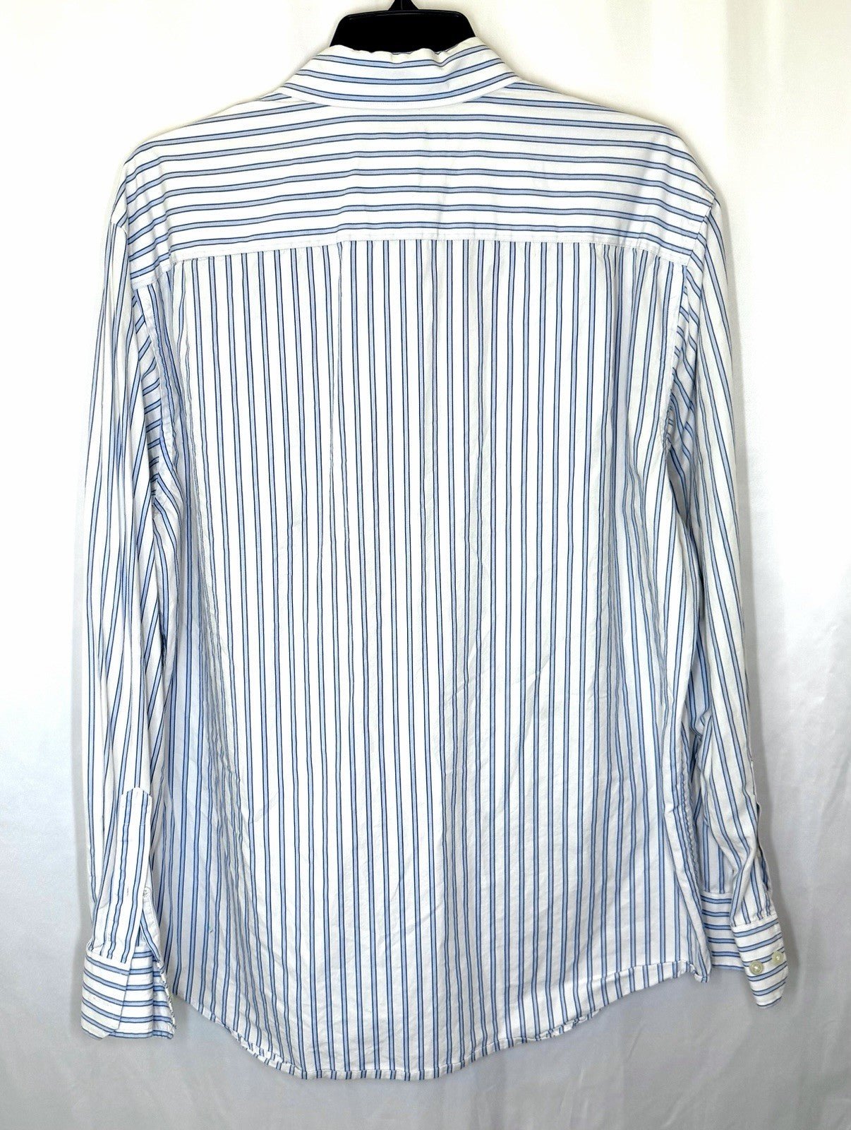 Banana Republic Shirt Men’s L 16-16.5 Button-Up Blue Striped Long Sleeves Cotton