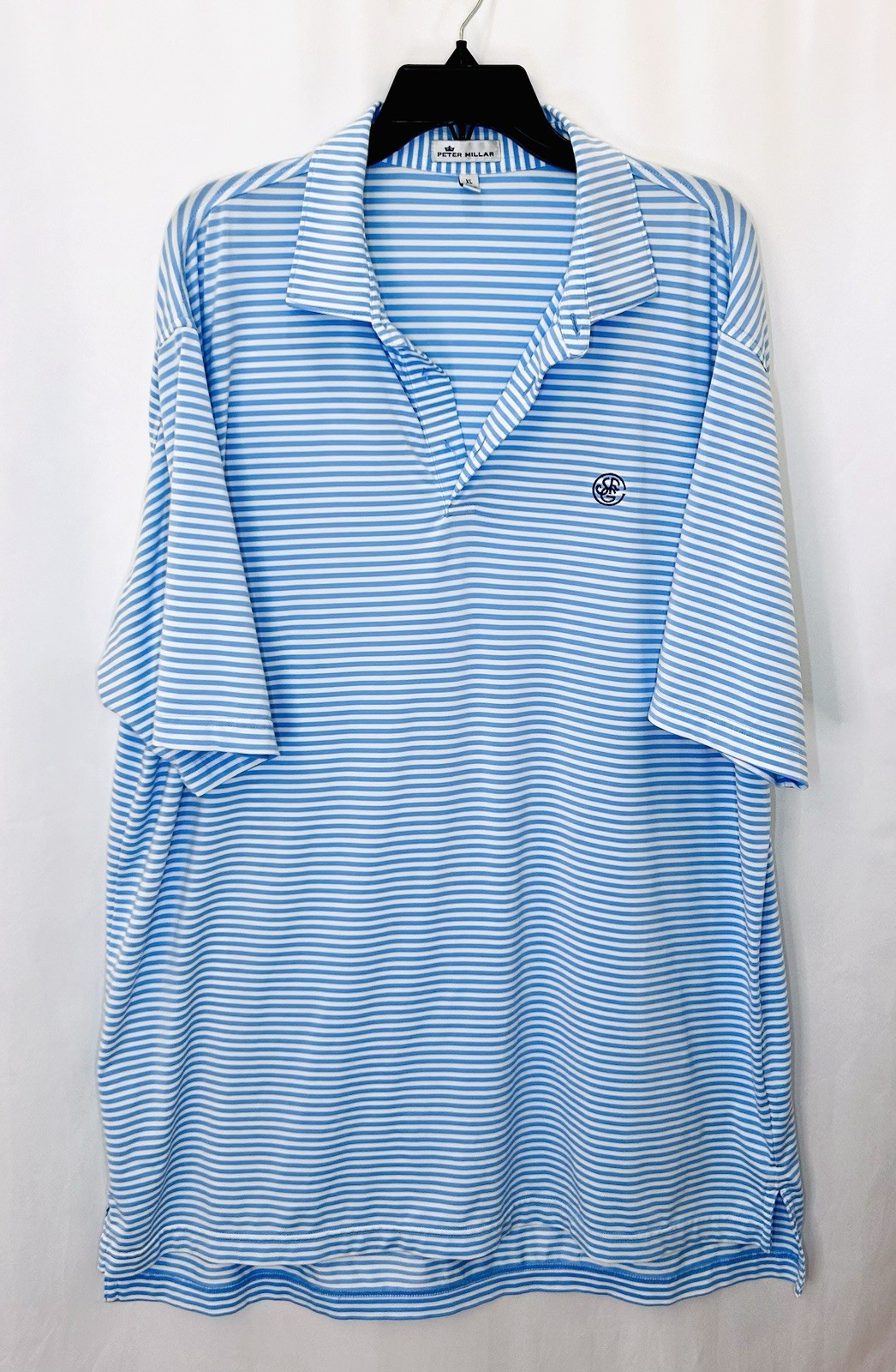 Peter Millar Polo XL Crown Crafted Performance Blue Striped Golf Shirt Collared