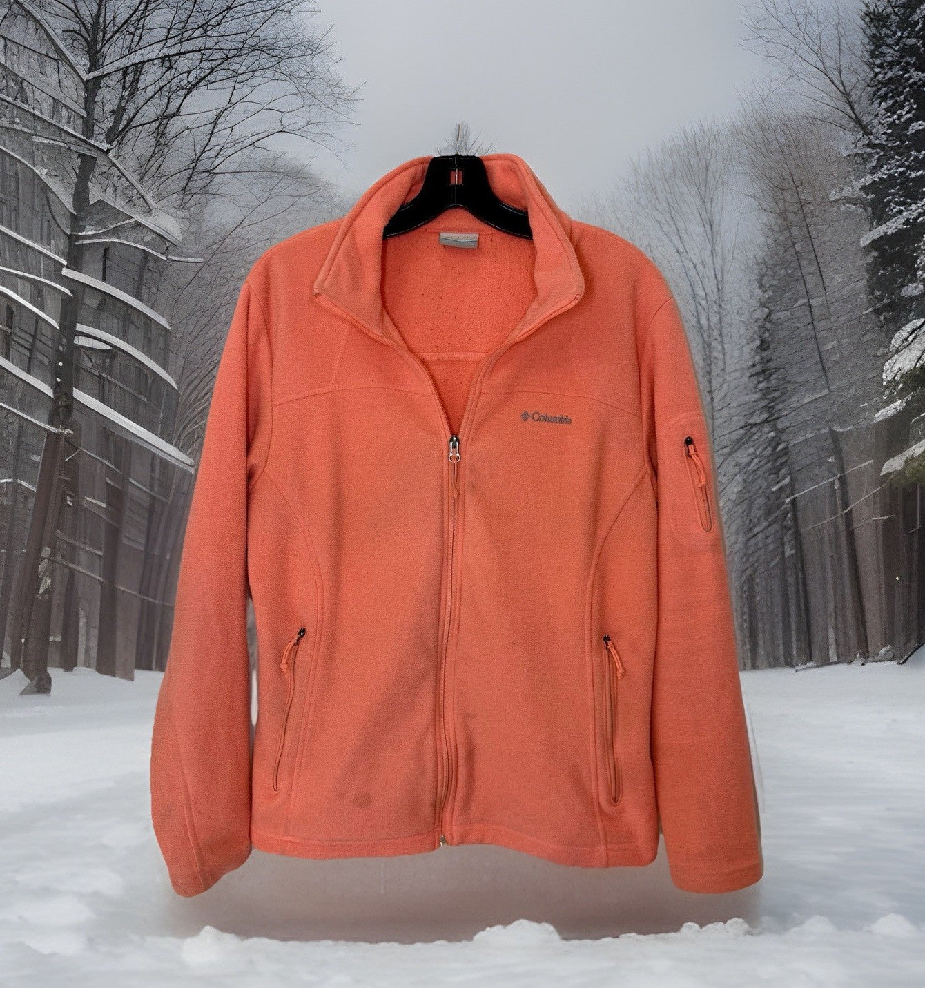 Columbia Jacket, Women's Size Large, Pink, Full Zip, Pocket on arm