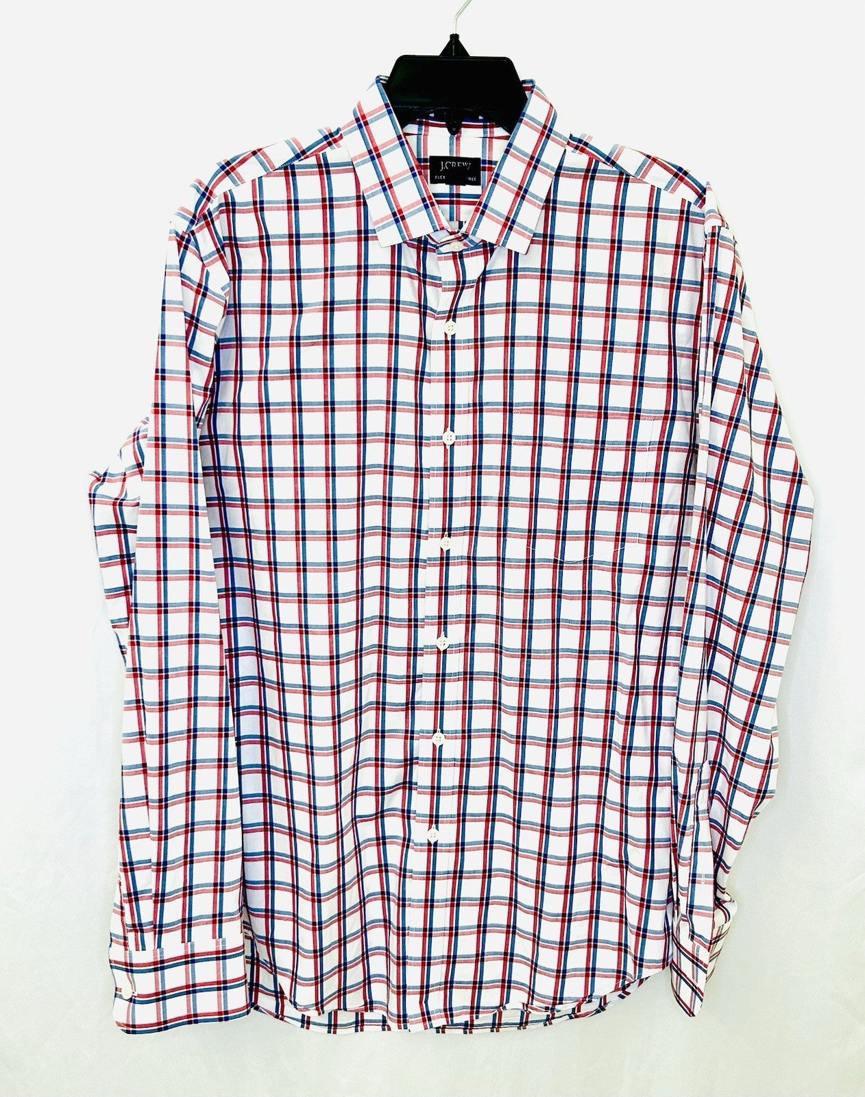 J.Crew Flex Wrinkle Free / Red/Blue Checkered Button Up / Men’s Large 16-16 1/2