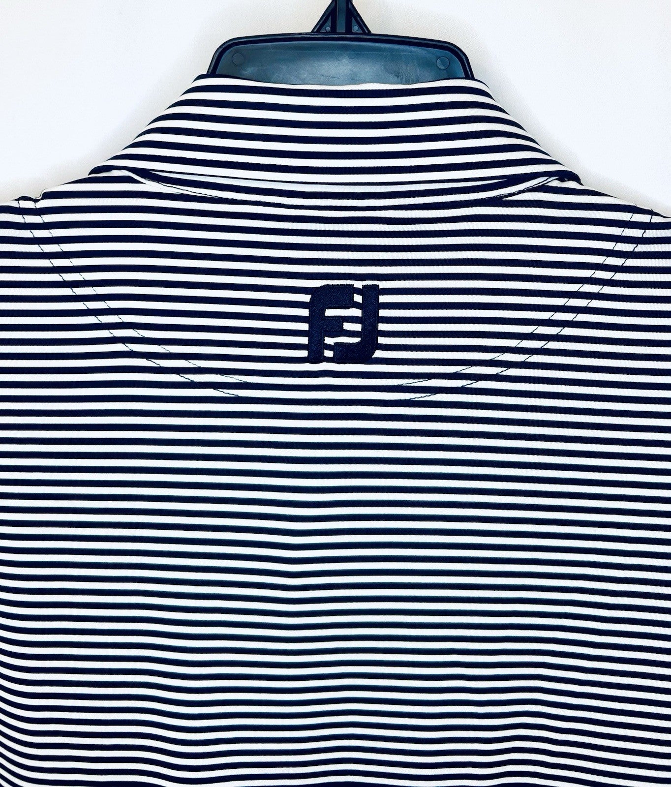 FootJoy Golf Polo Shirt Navy Striped Performance Stretch Short Sleeve XL