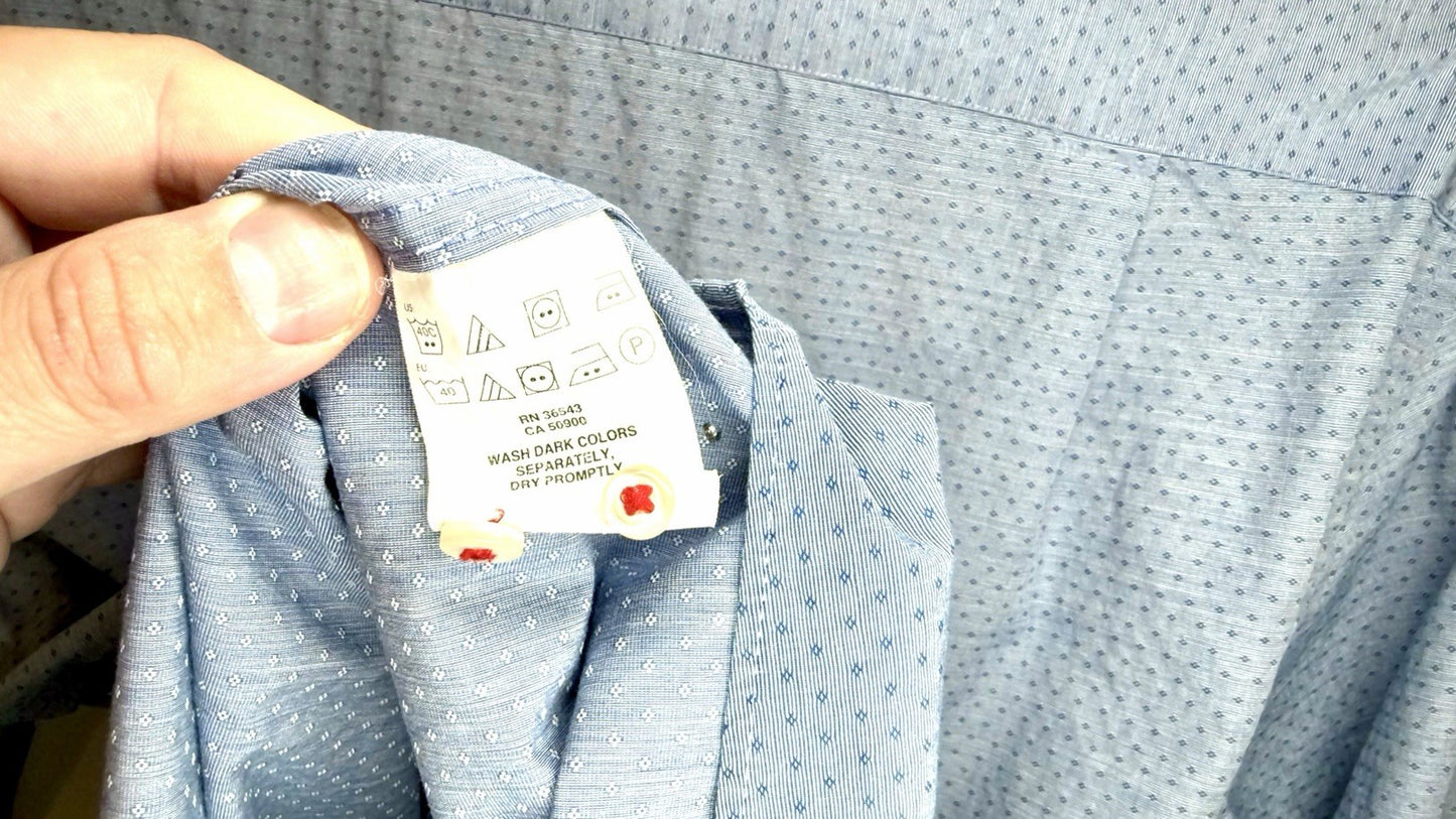 Men's Tommy Hilfiger Button Down Shirt size 17 Slim Fit 32/33 Long Sleeve Blue