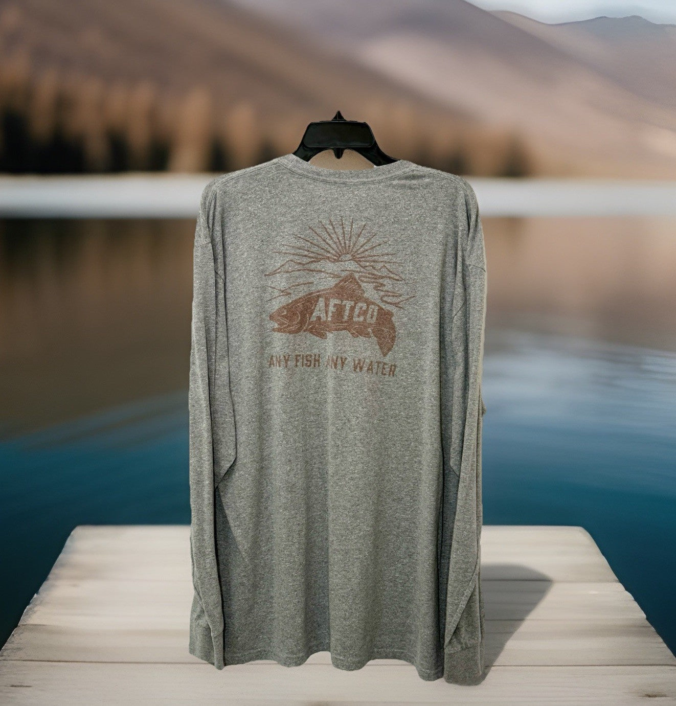 AFTCO Any Fish Any Water L/S Fishing Shirt / Heather Gray / Men’s Size XXL