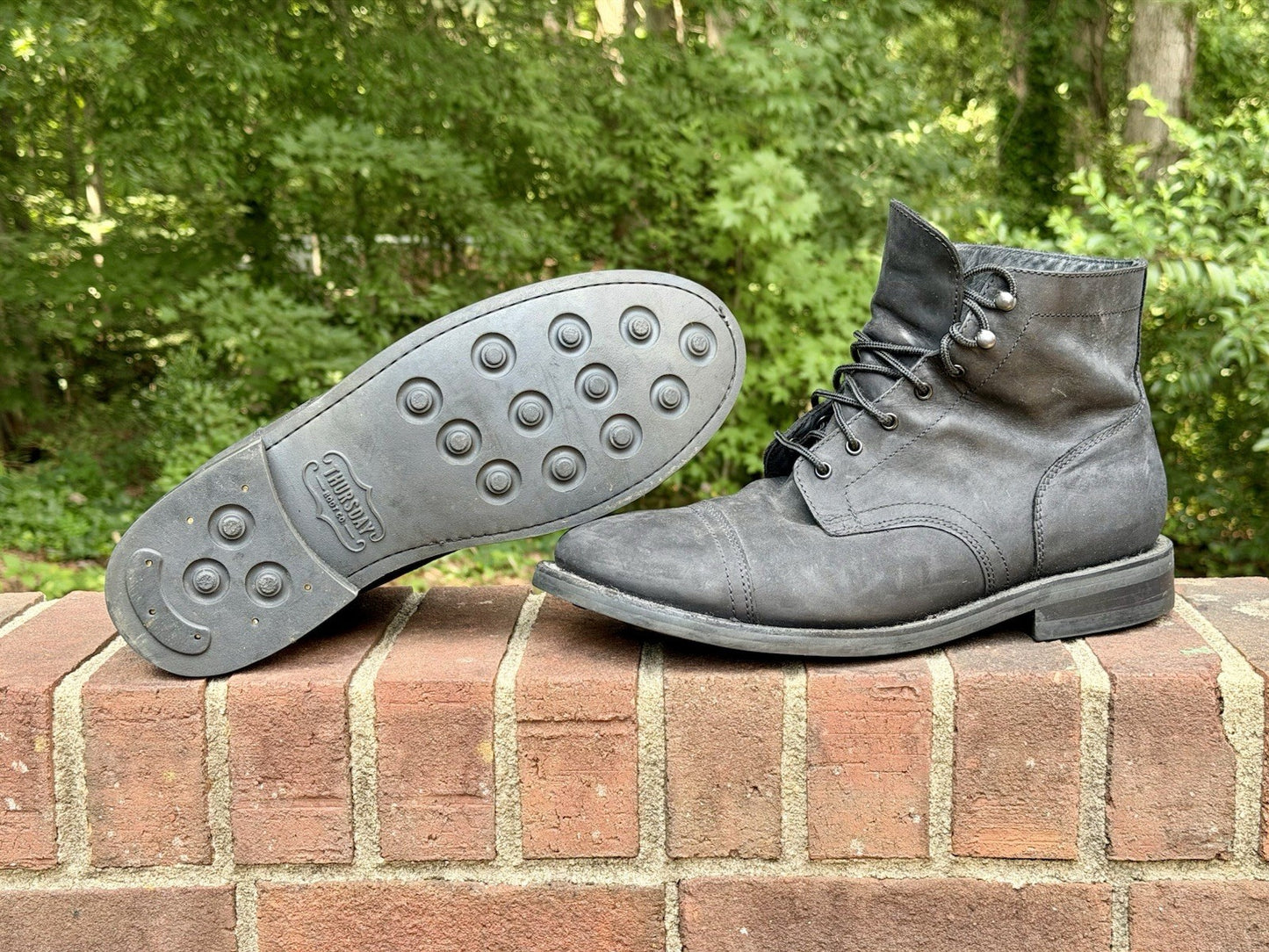 Thursday Boot Co Captain Black Matte Leather Cap Toe Boots Men's Size 12 Regular