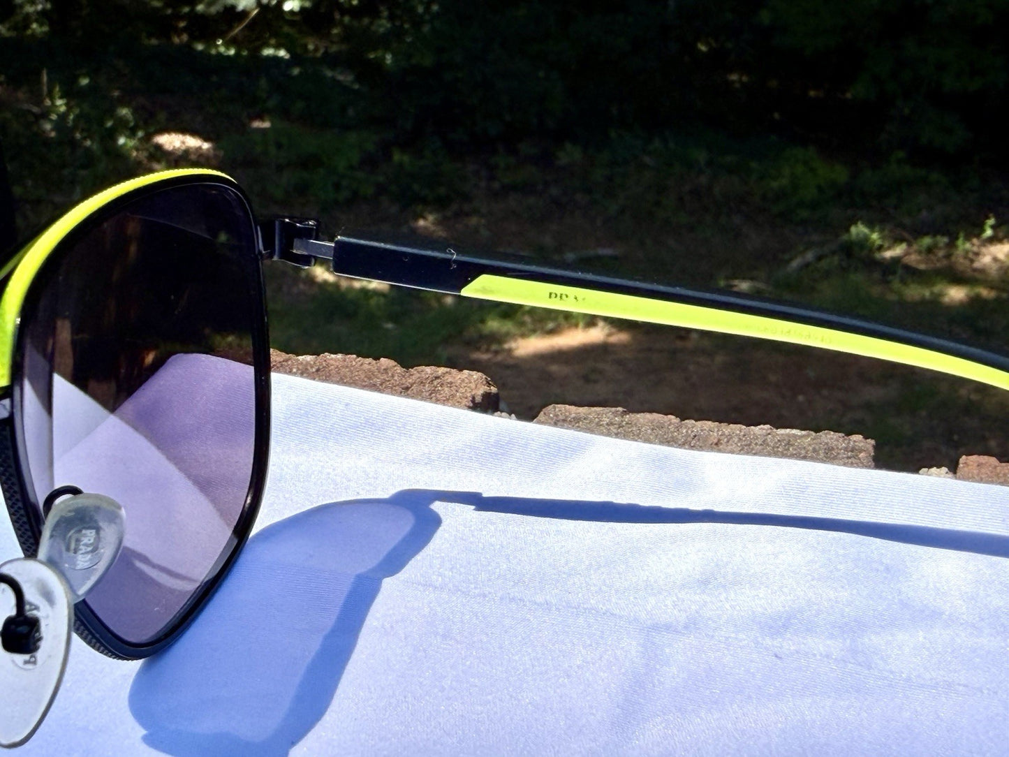 Prada Linea Rossa PS 50YS Sunglasses Matte Black Neon Yellow Aviator 62mm W/ COA