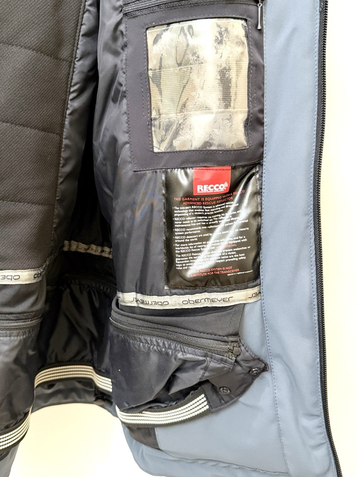 OBERMEYER PRIME Mens XL Ski Jacket RECCO HydroBlock Waterproof Slate Blue Coat