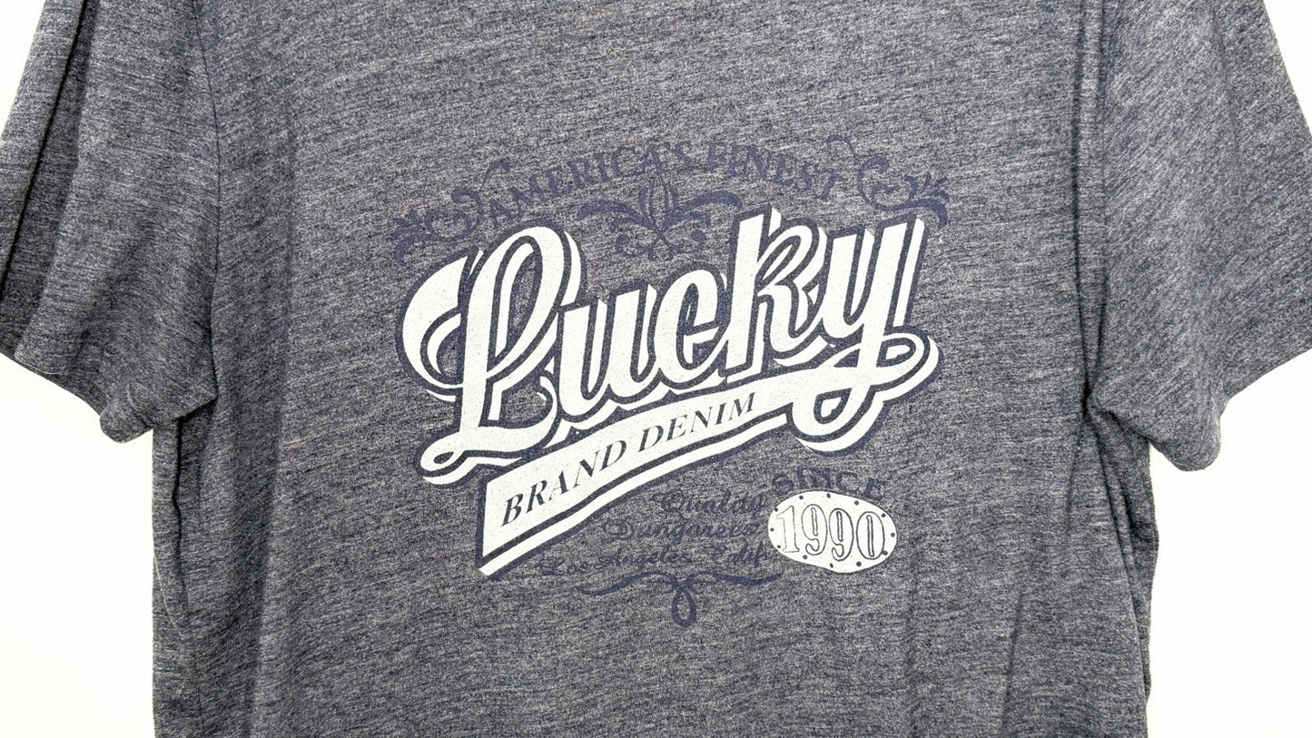 LUCKY BRAND Men's Short Sleeve T-Shirt 1990 Graphic Blue Size Large