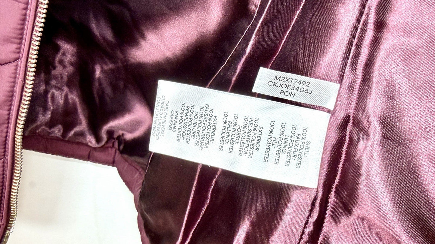 Calvin Klein Burgundy Puffer Vest  Zip Front Zip Pockets Polyester Size Medium