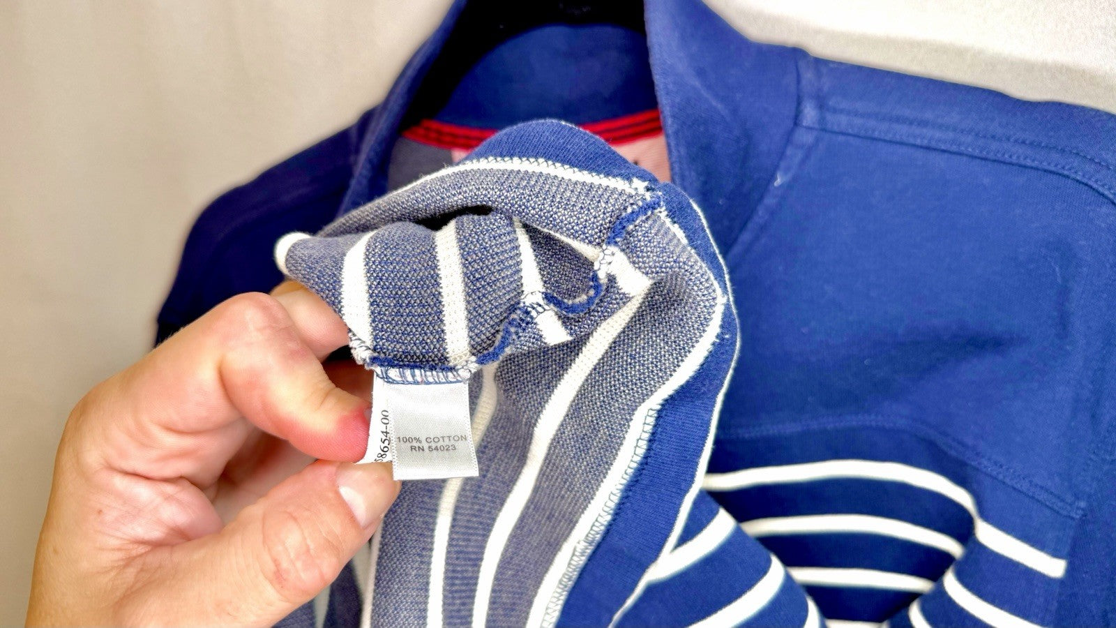 Banana Republic Sweatshirt Men’s XL Blue White Stripe Knit 100% Cotton 1/4 Zip