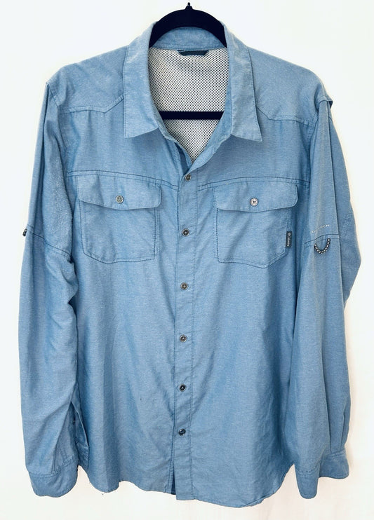 Columbia Men`s Pilsner Peak Ii Long Sleeve Shirt Large Grey Ash