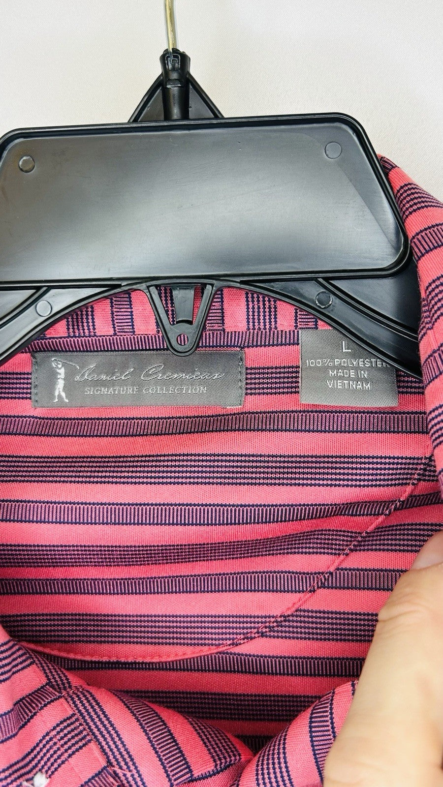 Daniel Cremieux Signature Collection Mens Large Red Striped Athletic Golf Polo