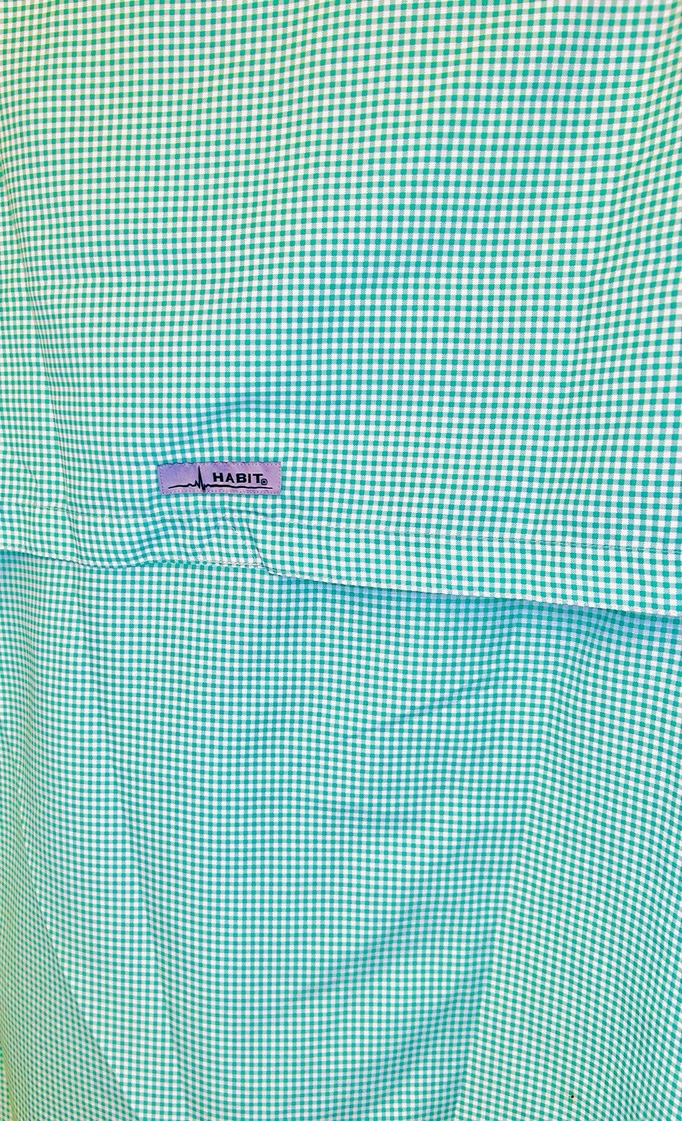 Habit Shirt Mens Medium 40+ Solar Factor Outdoor Fishing Button Gingham Plaid