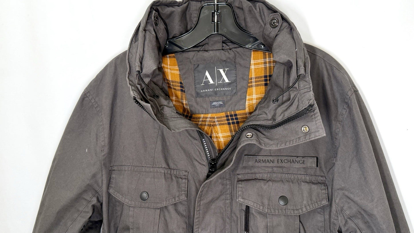 ARMANI EXCHANGE A/X  Hidden Hood  Dark Gray Jacket Mens Size Large - Worn Twice