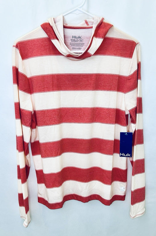 NWT HUK Women’s Medium Striped Hoodie T-shirt New With Tags Performance Wear