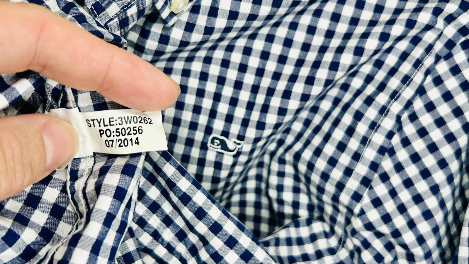 Boys Vineyard Vines L 16-18 Blue Check Long Sleeve Button Up Shirt / Whale Shirt