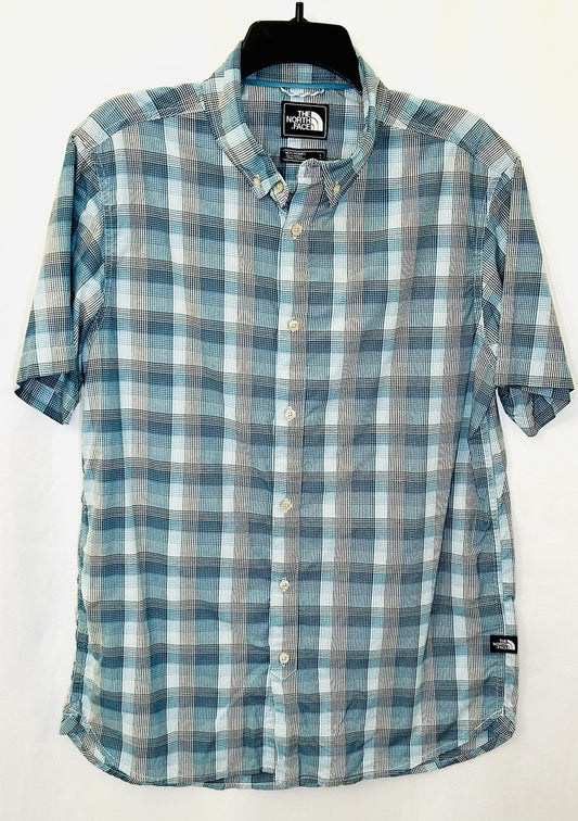 The North Face Shirt Men’s Large Plaid Nylon Button Up Short Sleeve