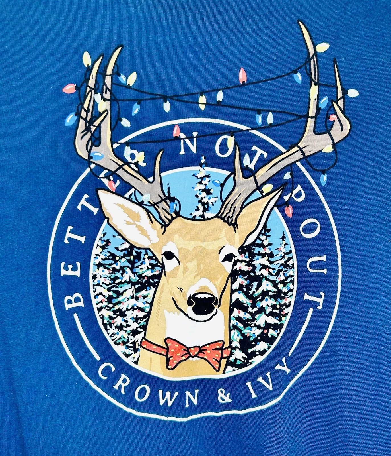 Crown & Ivy Blue Deer Lights Long Sleeve Graphic Tee - Men’s Large