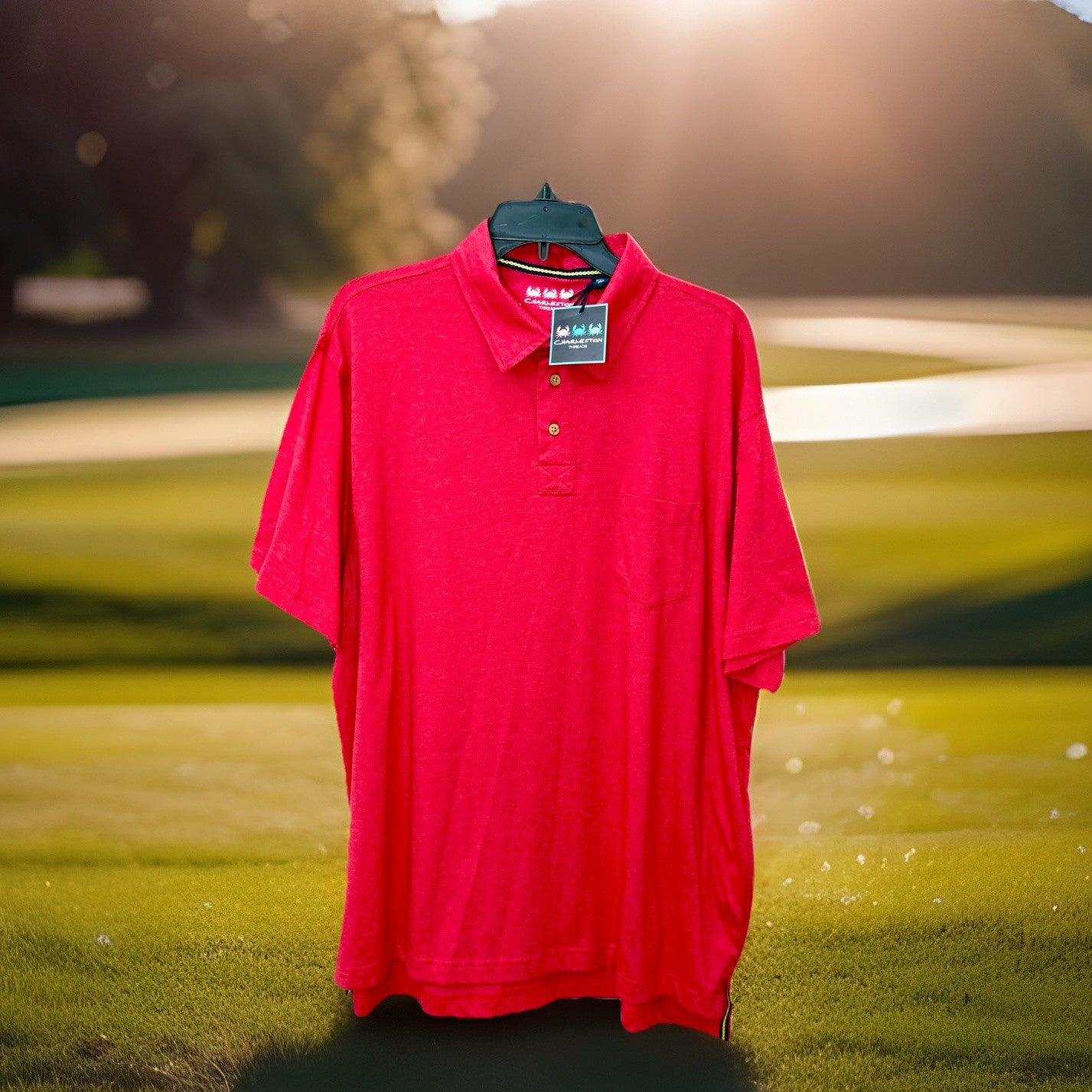 Charleston Threads Men Polo Shirt Size XXL 2XL Pink Coral Heathered NWT Pocket