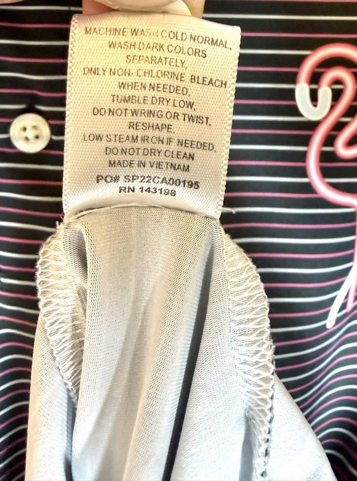 Chubbies Performance Golf Polo Shirt Navy Blue Striped Flamingo Mens M Medium